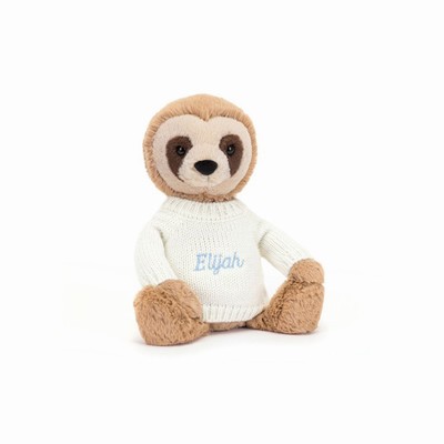 Jellycat Bashful Sloth with Cream Jumper New Zealand | JQURM1234